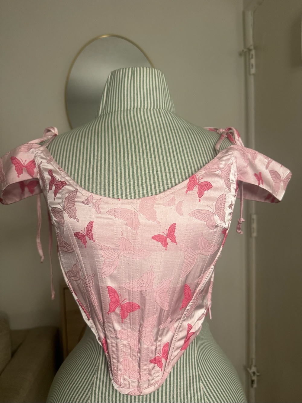 Sugar Thrillz Pink Butterfly Satin Corset Top Size M